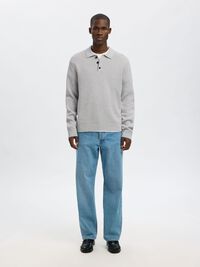 STRUCTURED COTTON POLO SHIRT, Light Grey Melange, highres