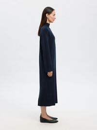 MAXI GEBREIDE JURK, Dark Sapphire, highres