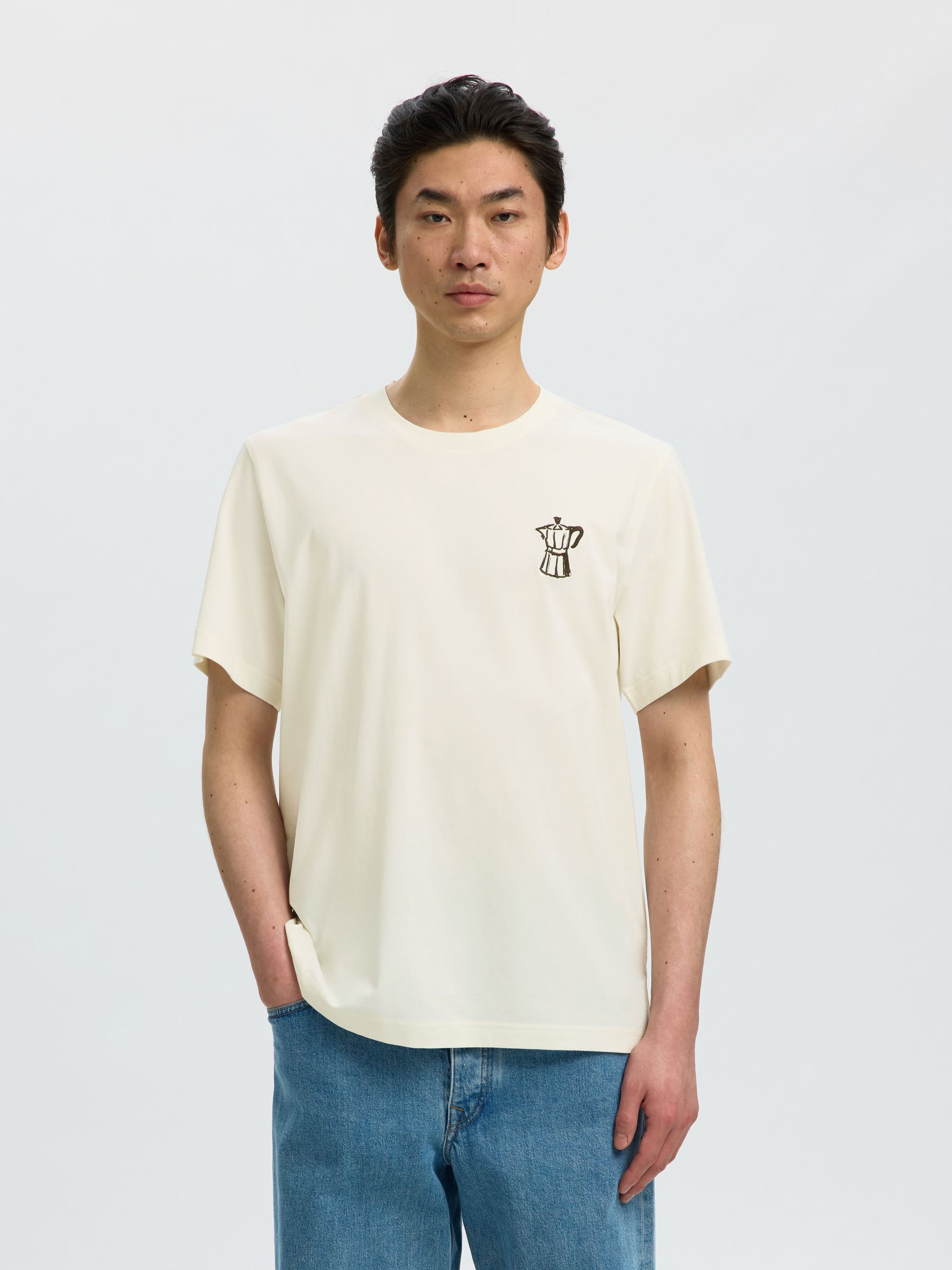 REGULAR FIT BOMULD T-SHIRT, Egret, highres