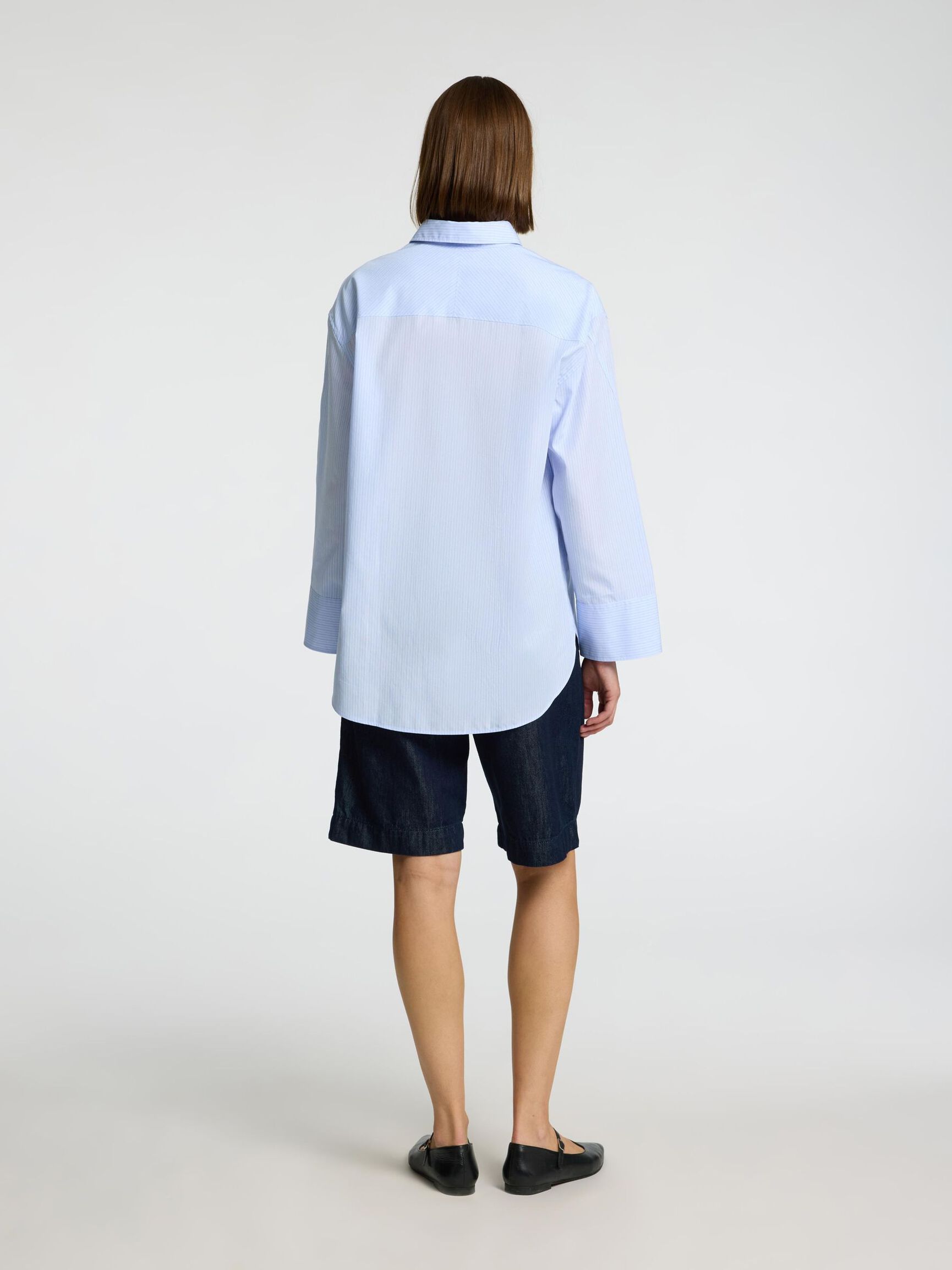 OVERSIZED STRIBET SKJORTE, Cashmere Blue, highres