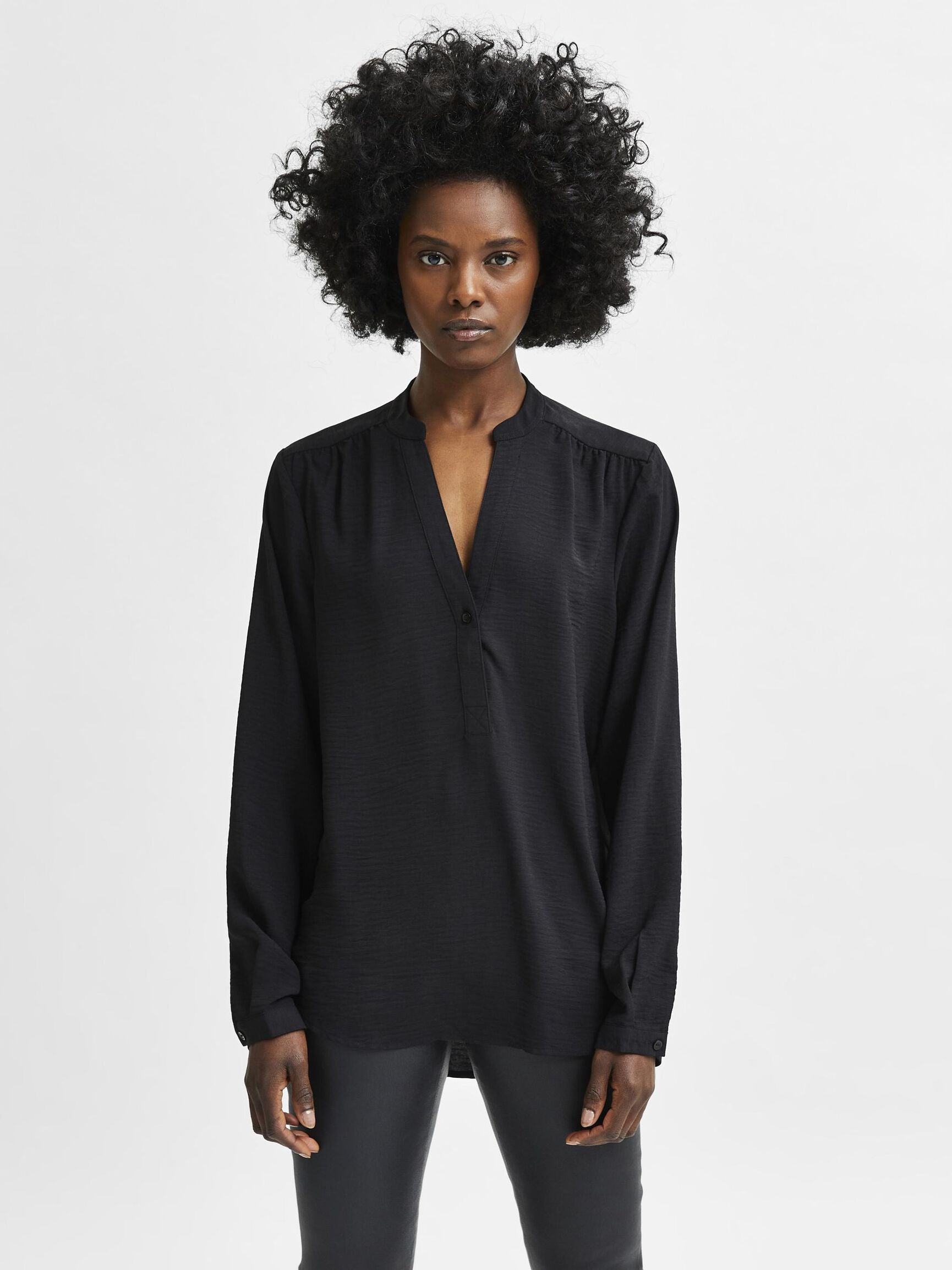 LONG-SLEEVED BLOUSE, Black, highres
