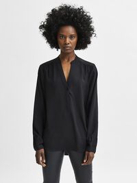 LONG-SLEEVED BLOUSE, Black, highres