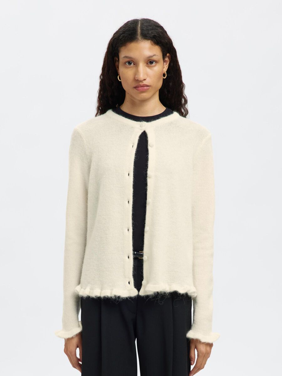 Product tile image - WOOL BLEND KNITTED CARDIGAN, Snow White | 16100170_SnowWhite_1239733