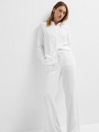 VISCOSE BLEND TROUSERS, Snow White, highres