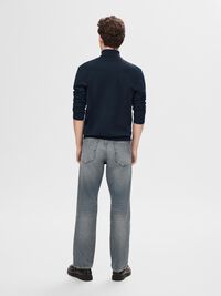 LONG-SLEEVED ROLL NECK PULLOVER, Navy Blazer, highres