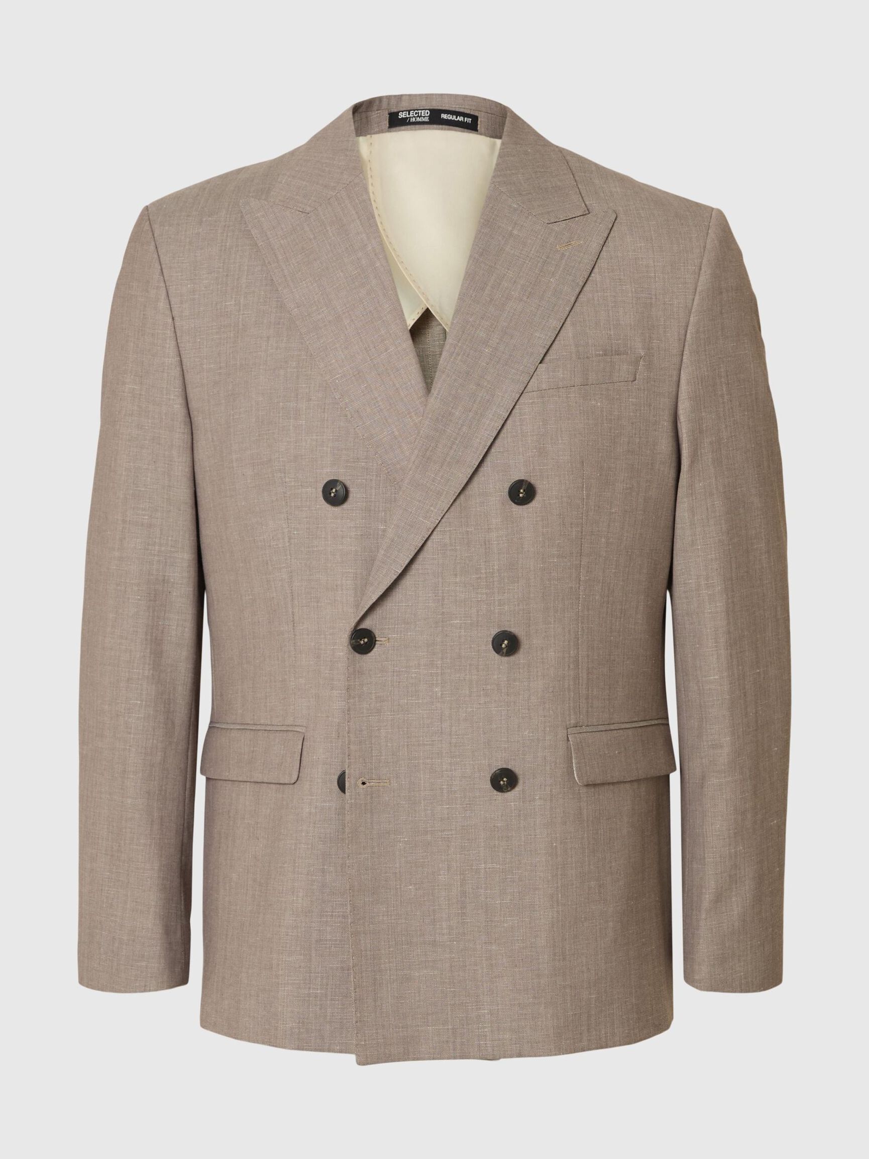 ULDBLANDING DOBBELTRADET BLAZER, Oatmeal, highres