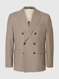ULDBLANDING DOBBELTRADET BLAZER, Oatmeal, highres