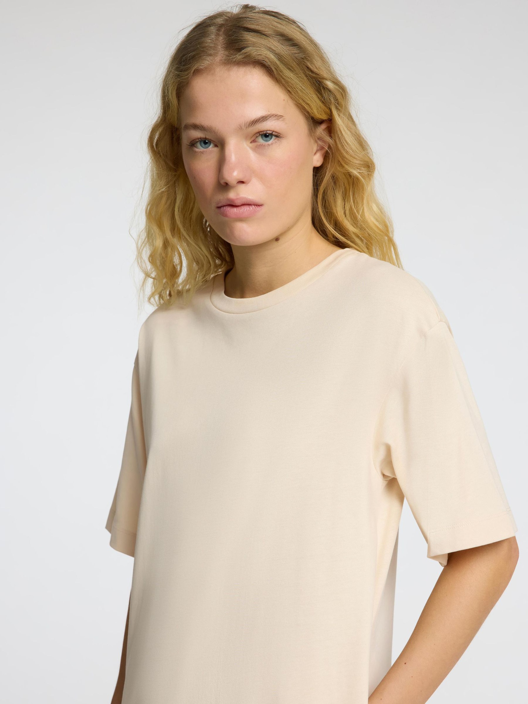 MAXI JURK MET KORTE MOUWEN, Birch, highres