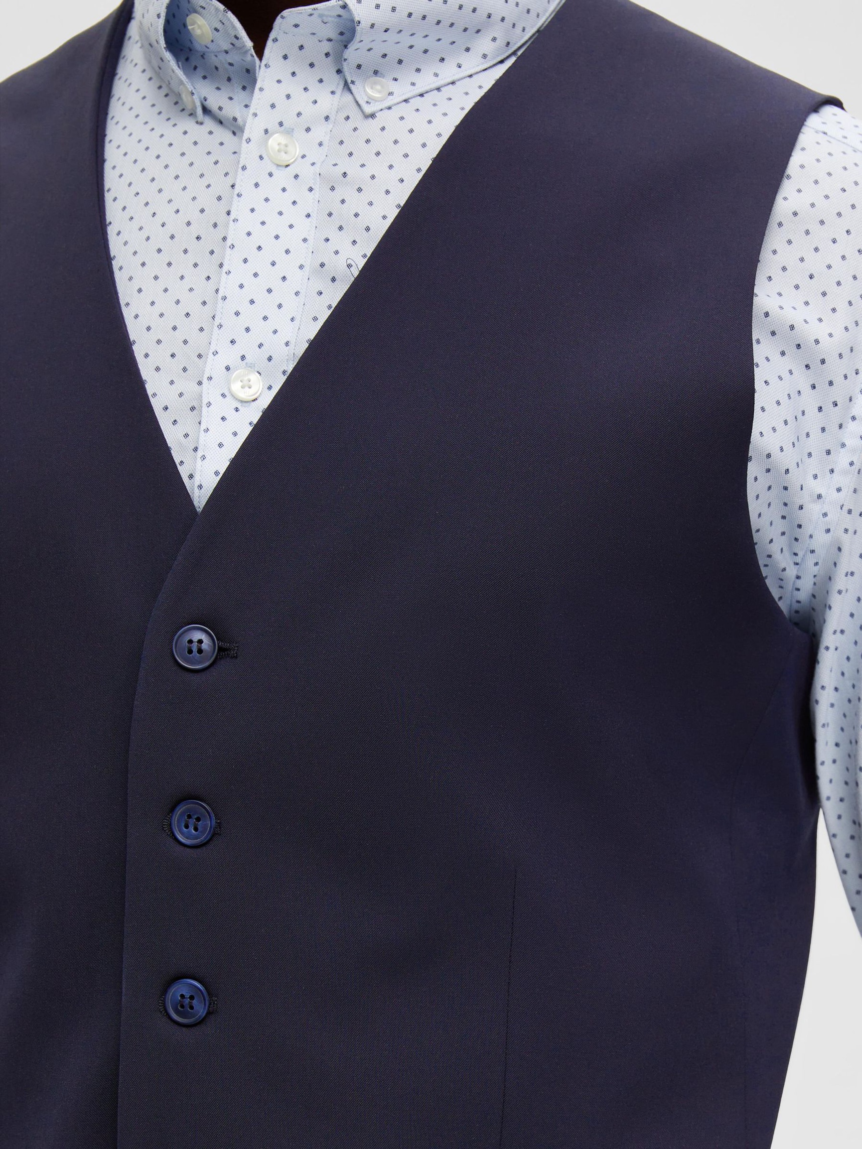 VISCOSE BLEND SLIM FIT WAISTCOAT, Navy Blazer, highres
