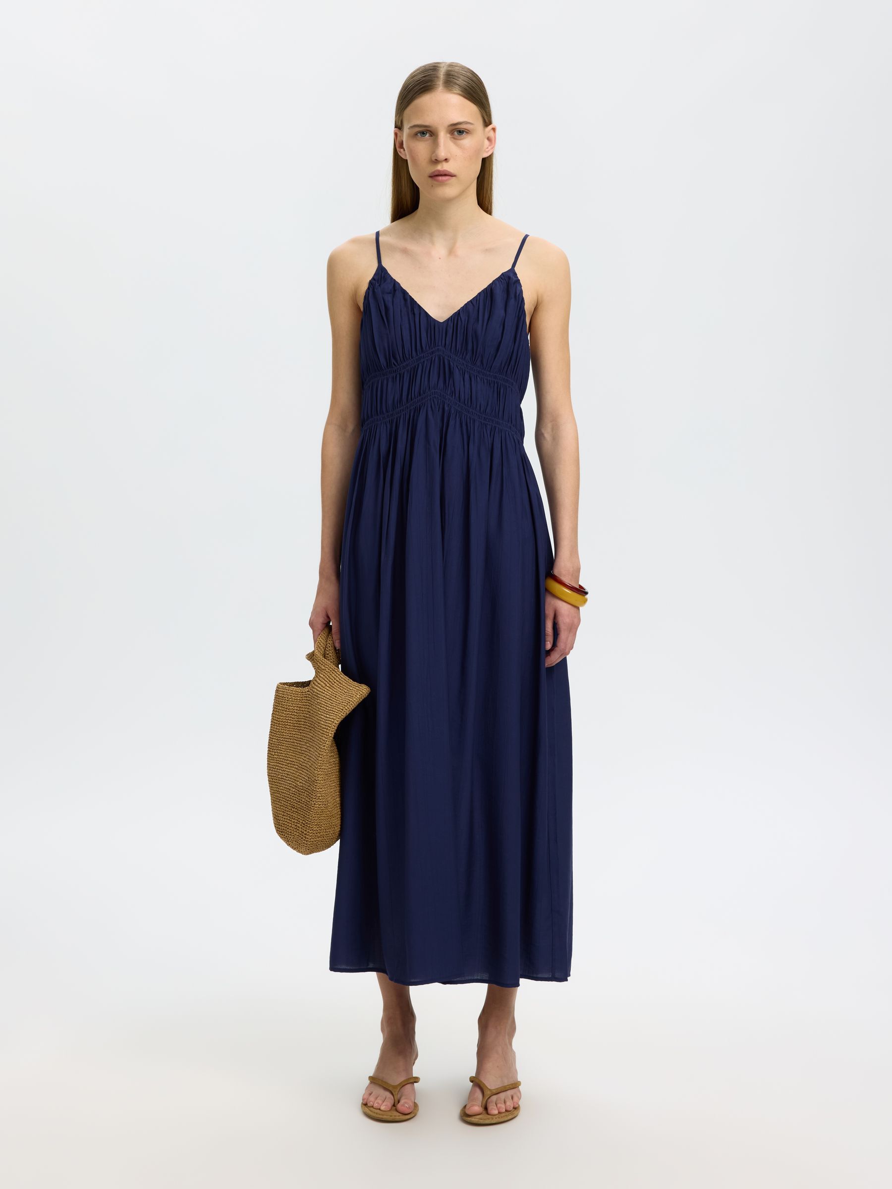 V-NECK SPAGHETTI MAXI DRESS, Ocean Cavern, highres