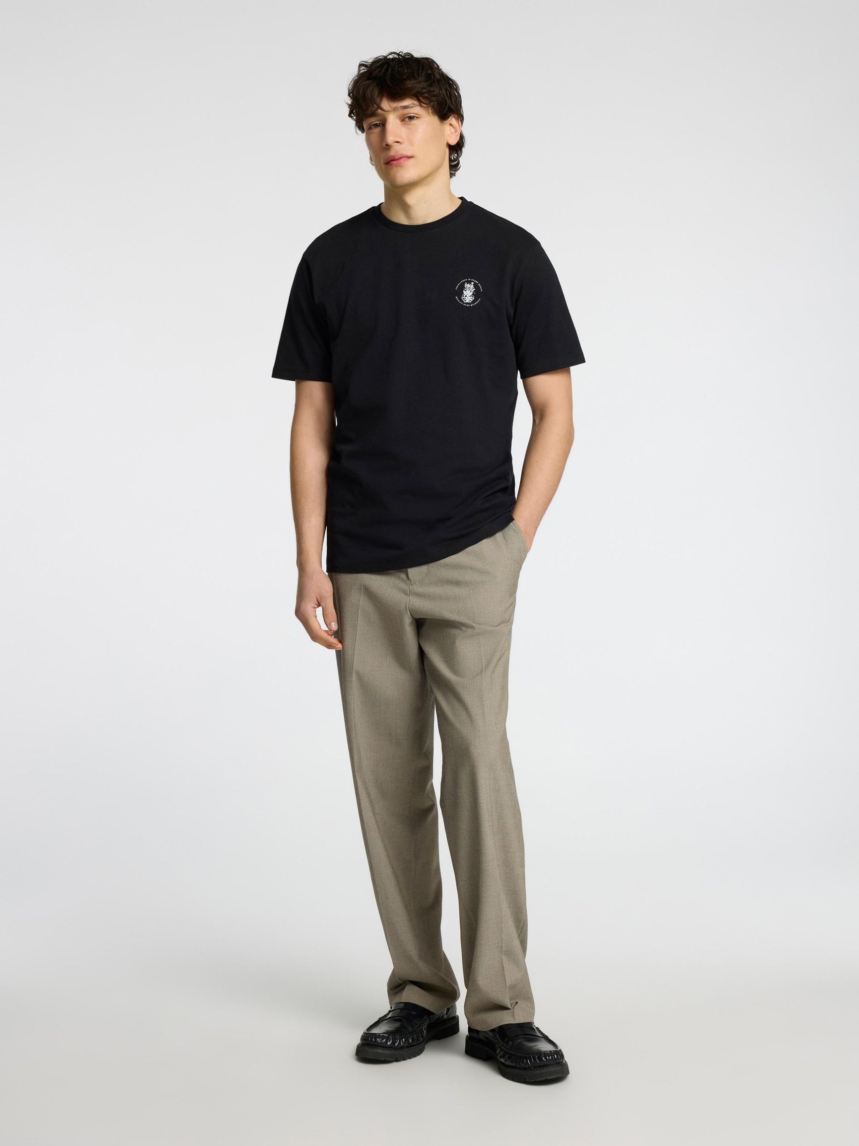 REGULAR FIT PRINTED T-SHIRT, Black, highres