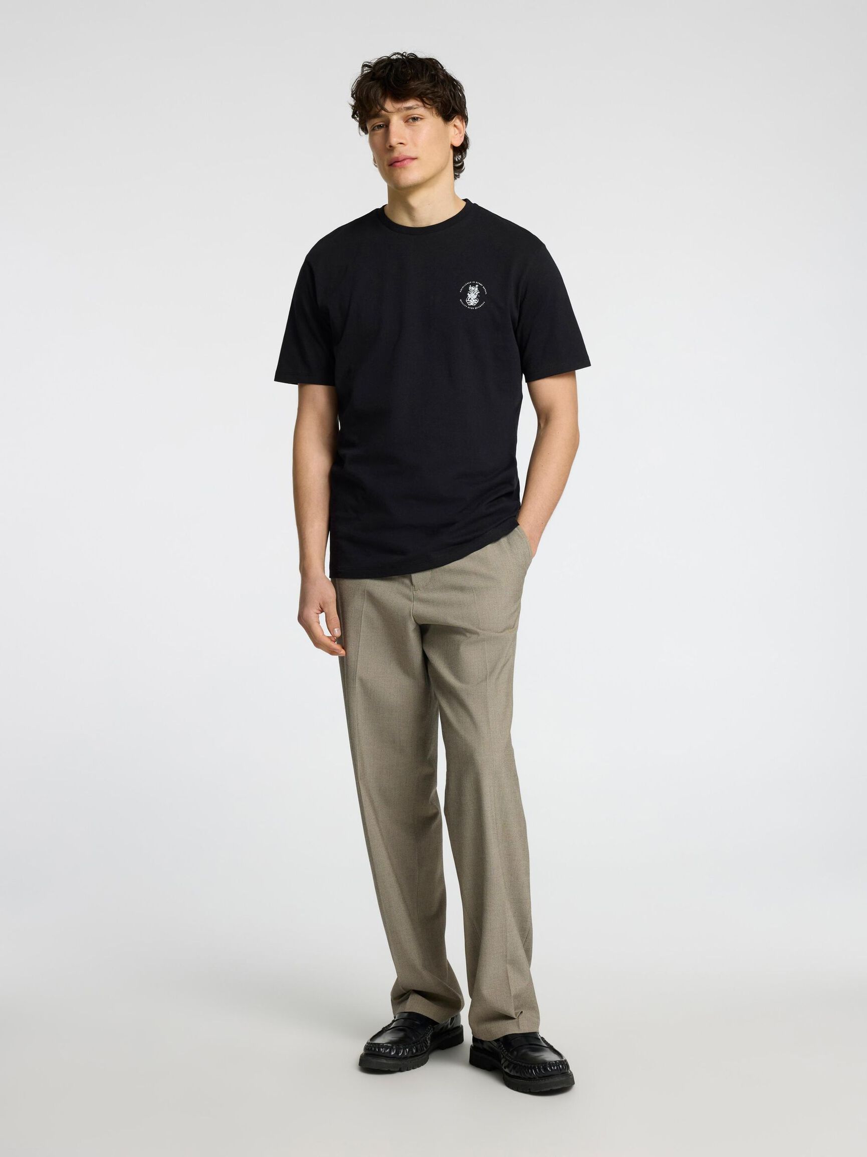REGULAR FIT PRINTED T-SHIRT, Black, highres