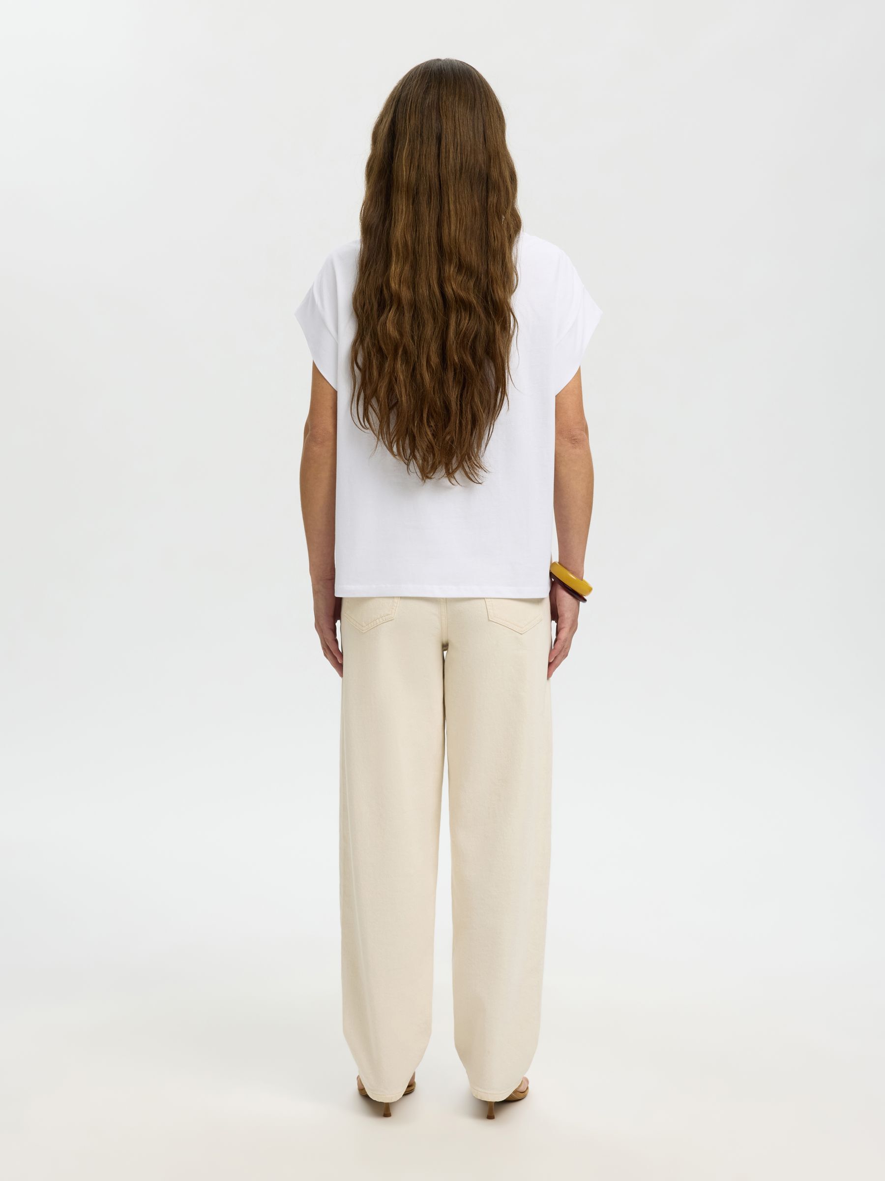 COTTON SHORT SLEEVED TOP, Bright White, highres