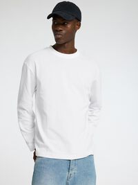 LOOSE FIT LANGÆRMET T-SHIRT, Bright White, highres