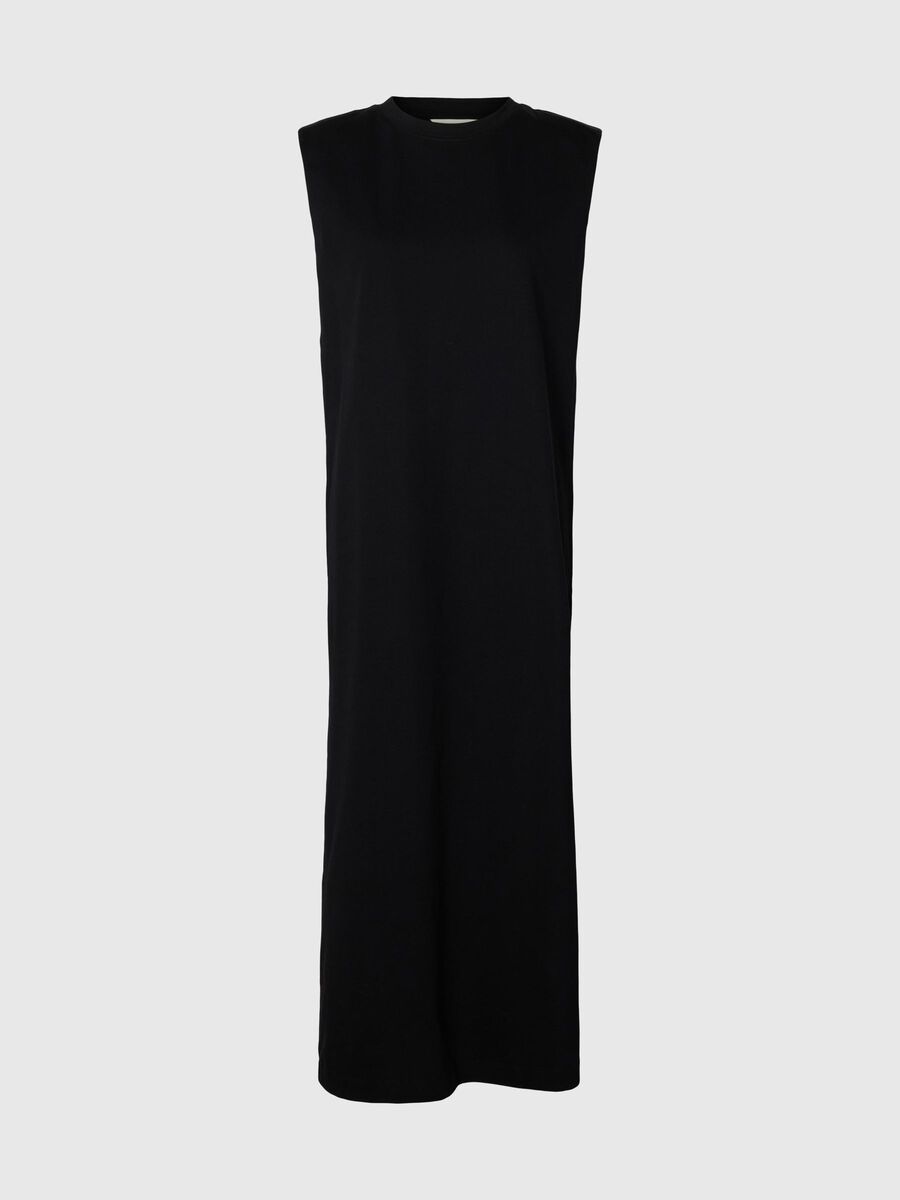 Selected COTTON SLEEVELESS MAXI DRESS, Black, highres - 16097881_Black_001.jpg