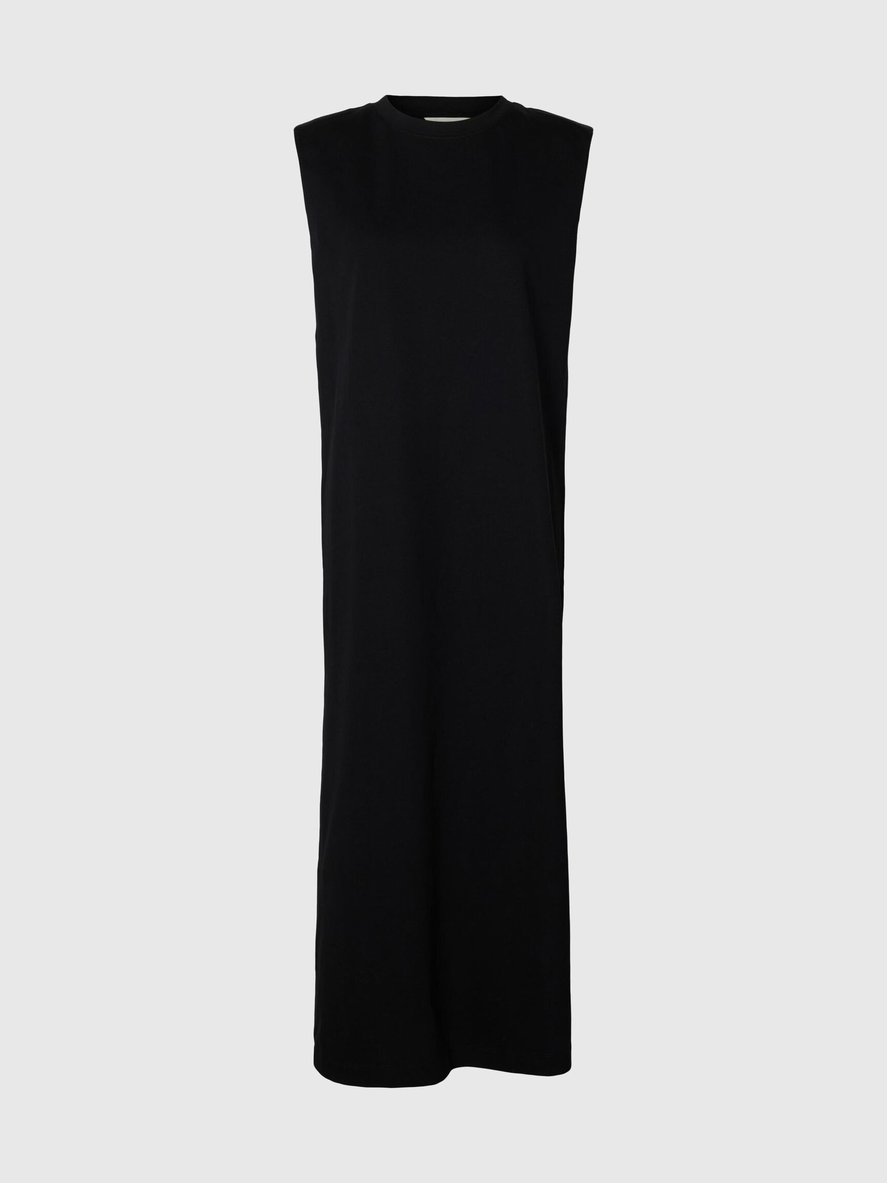 ÄRMELLOSES BAUMWOLL MAXIKLEID, Black, highres