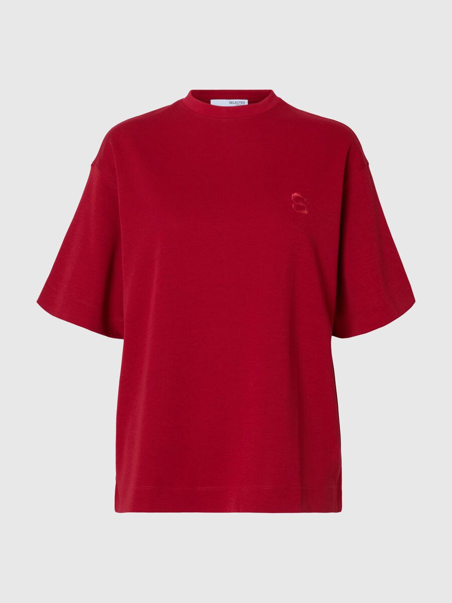 Selected RELAXED FIT BORDURING T-SHIRT, Savvy Red, highres - 16099056_SavvyRed_001.jpg