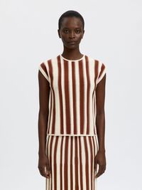 SLEEVELESS KNITTED TOP, Birch, highres