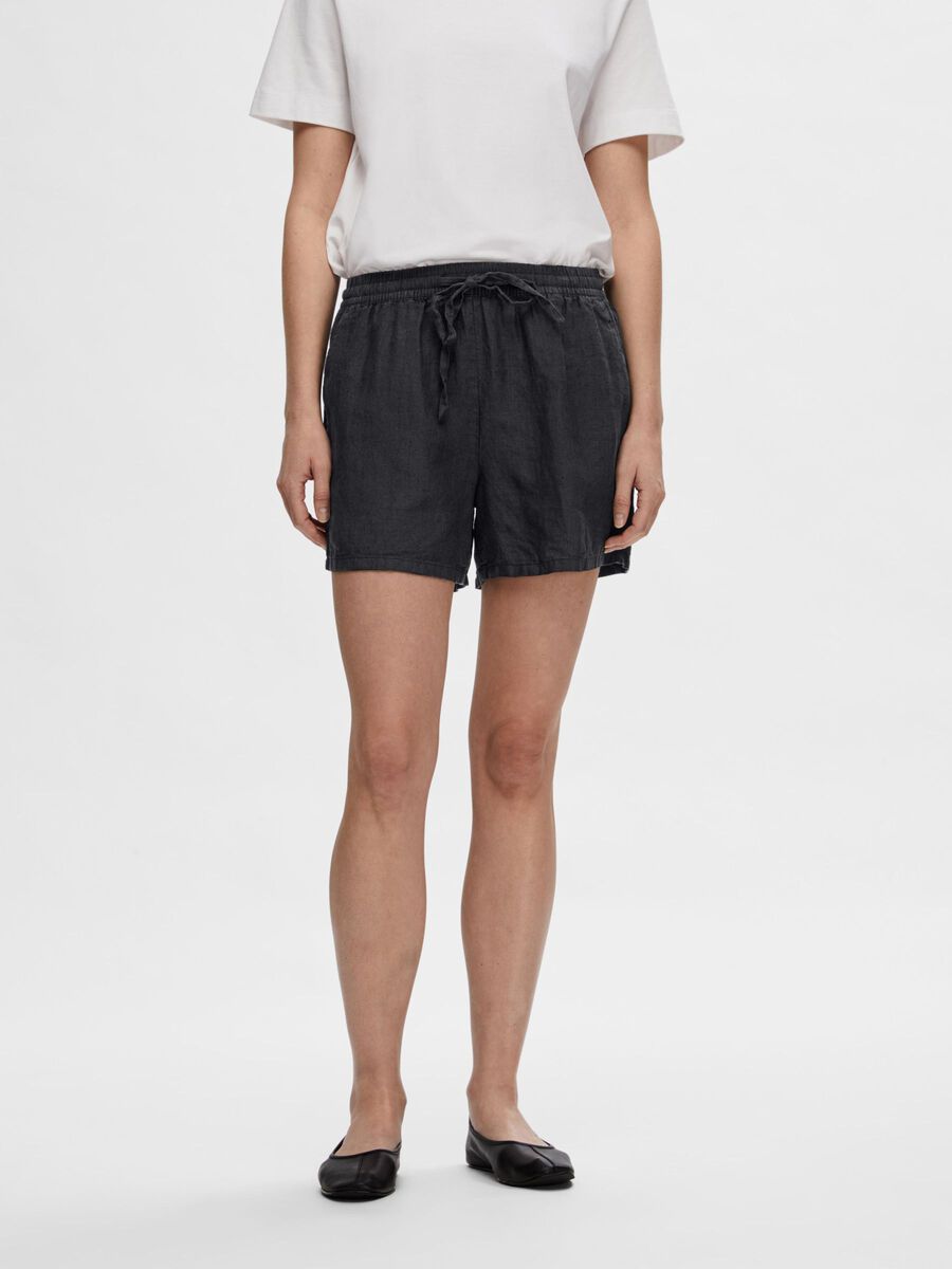 Selected LEINEN SHORTS, Black, highres - 16093808_Black_003.jpg