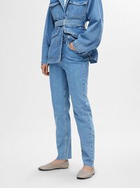 CINTURA ALTA JEANS STRAIGHT FIT, Light Blue Denim, highres
