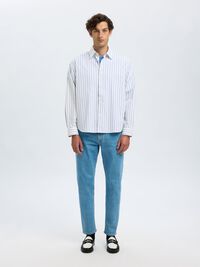 RELAXED FIT STRIPED SHIRT, White, highres