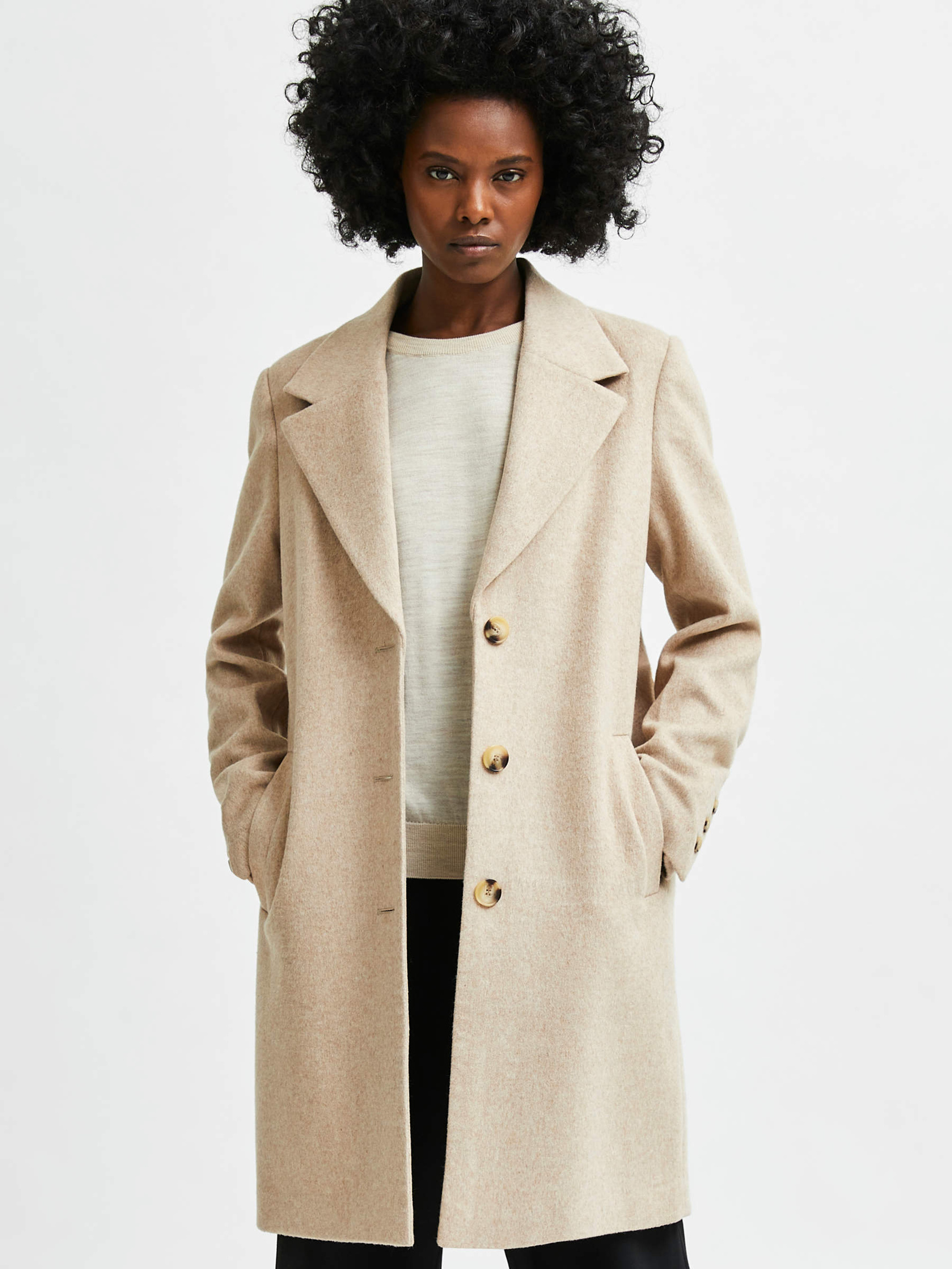 SINGLE-BREASTED COAT, Beige, highres
