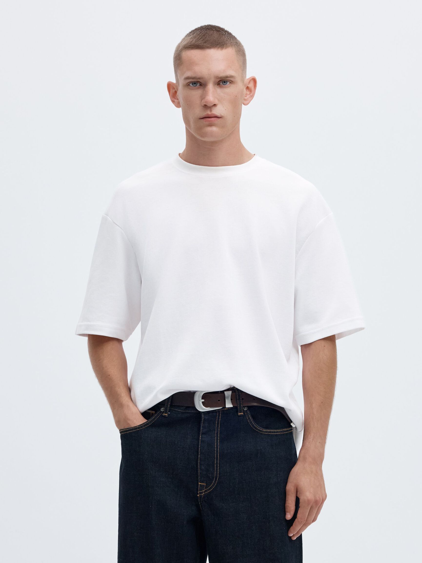 SURDIMENSIONNÉ À MANCHES COURTES T-SHIRT, Bright White, highres