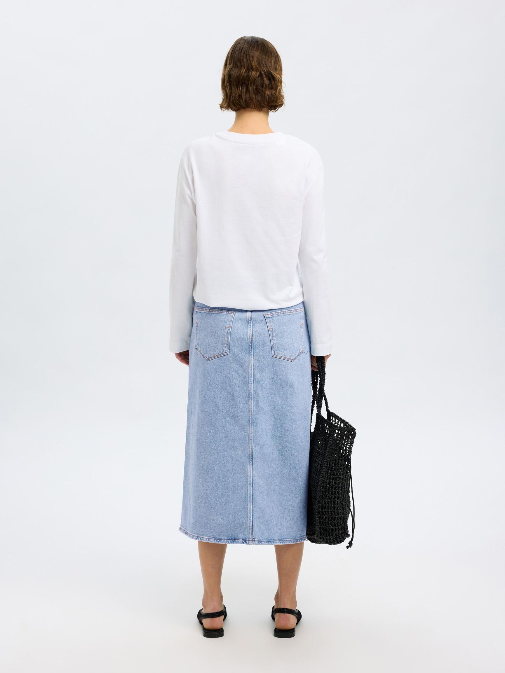 HELLBLAUER MIDI JEANSROCK, Light Blue Denim, highres