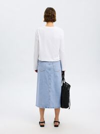 LIGHT-WASH MIDI DENIM ROK, Light Blue Denim, highres