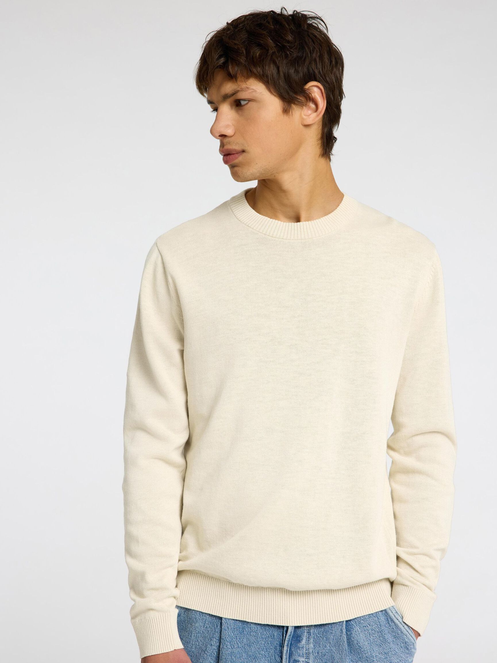 100% WOOL JUMPER, Egret, highres