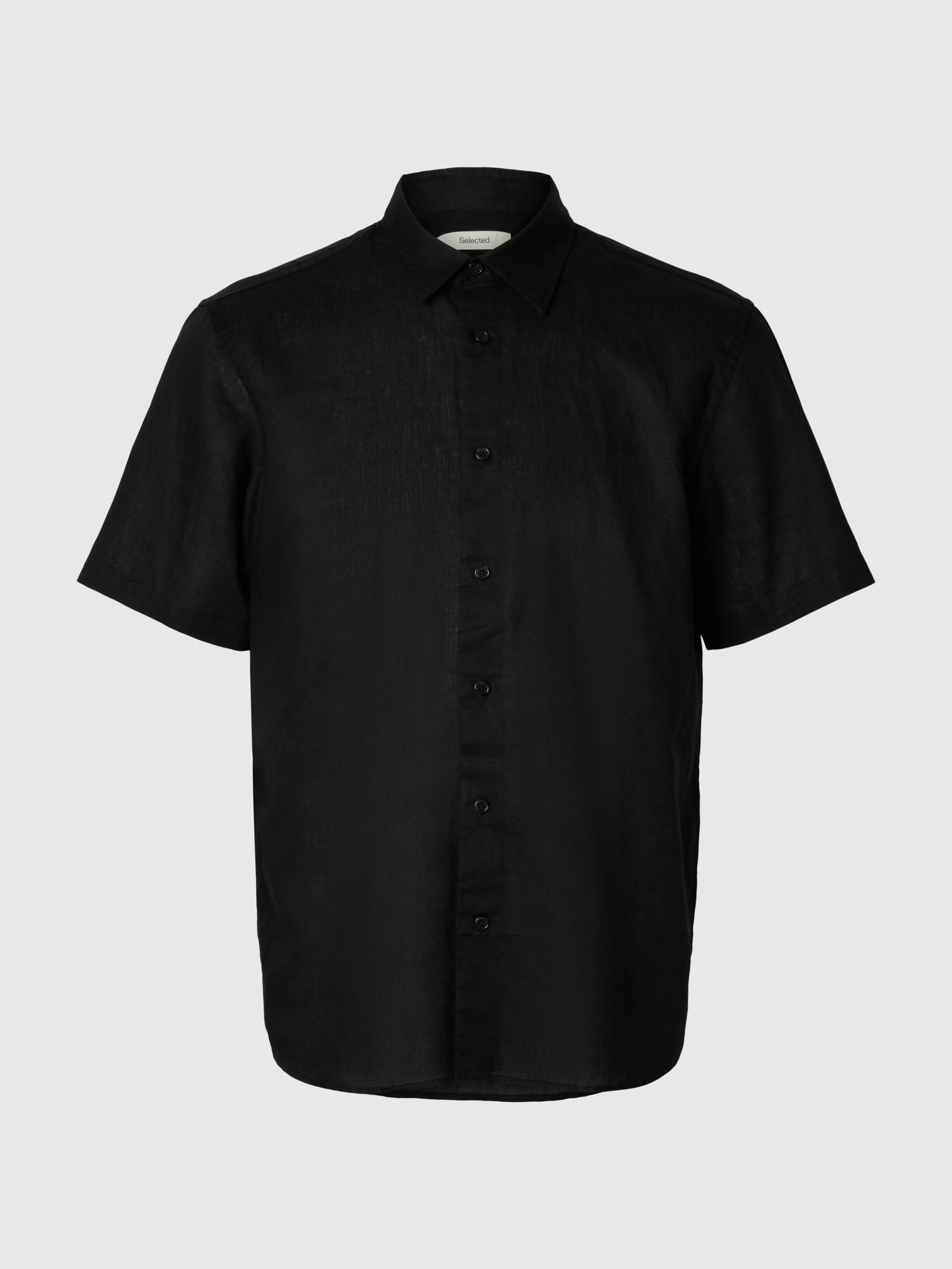 REGULAR FIT SKJORTE I LINBLANDING, Black, highres