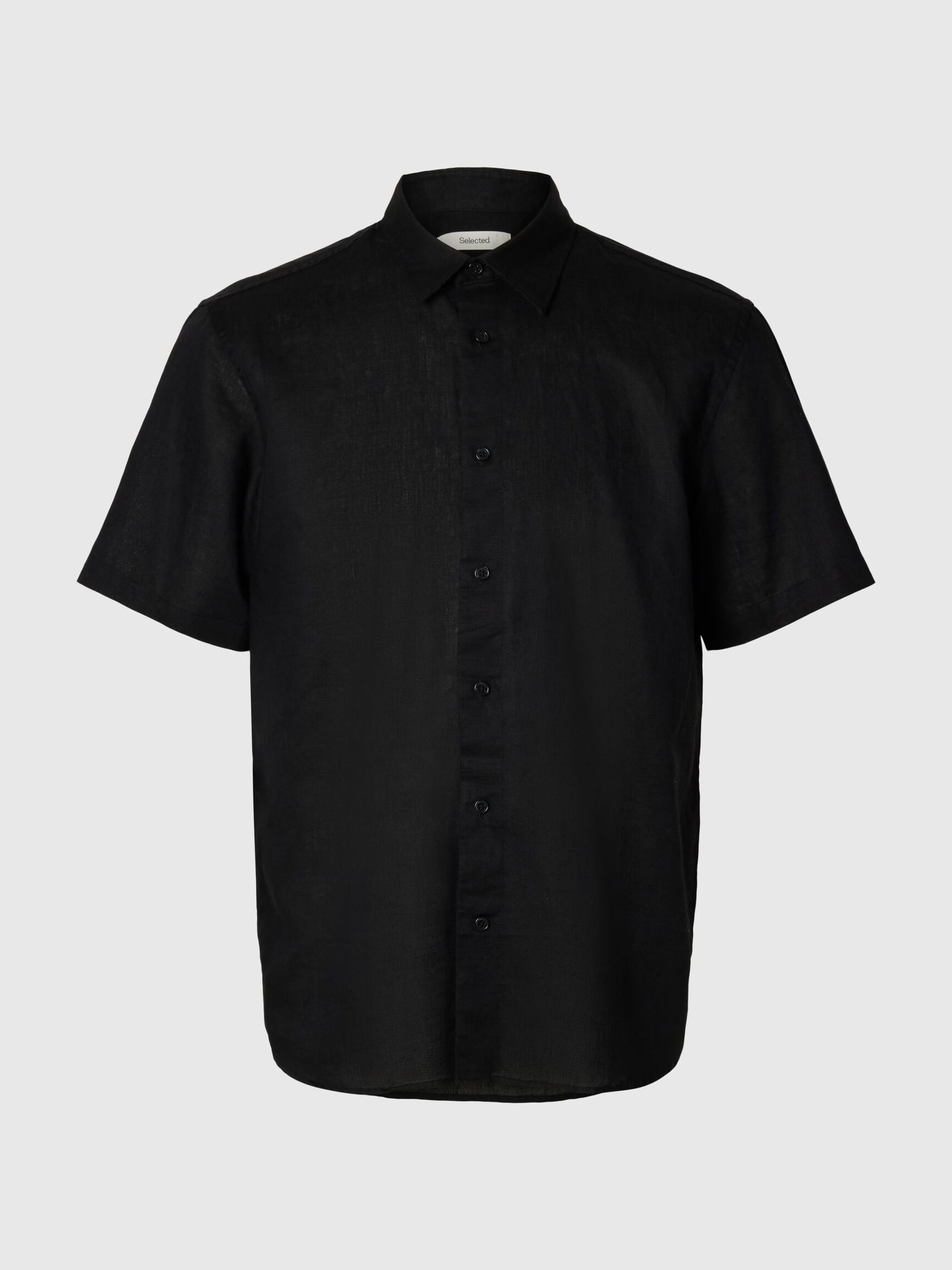 REGULAR FIT LINEN-BLEND SHIRT, Black, highres