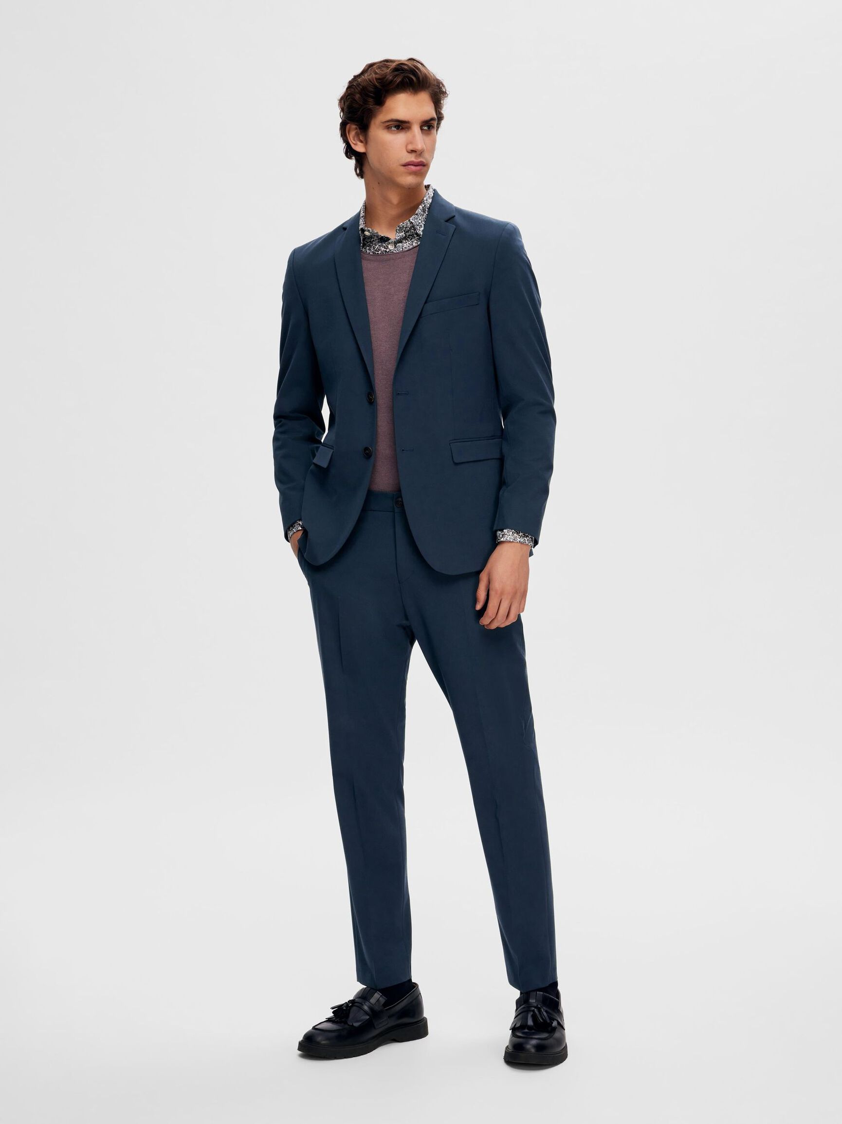 VISCOSE BLEND SLIM FIT BLAZER, Blue Depths, highres