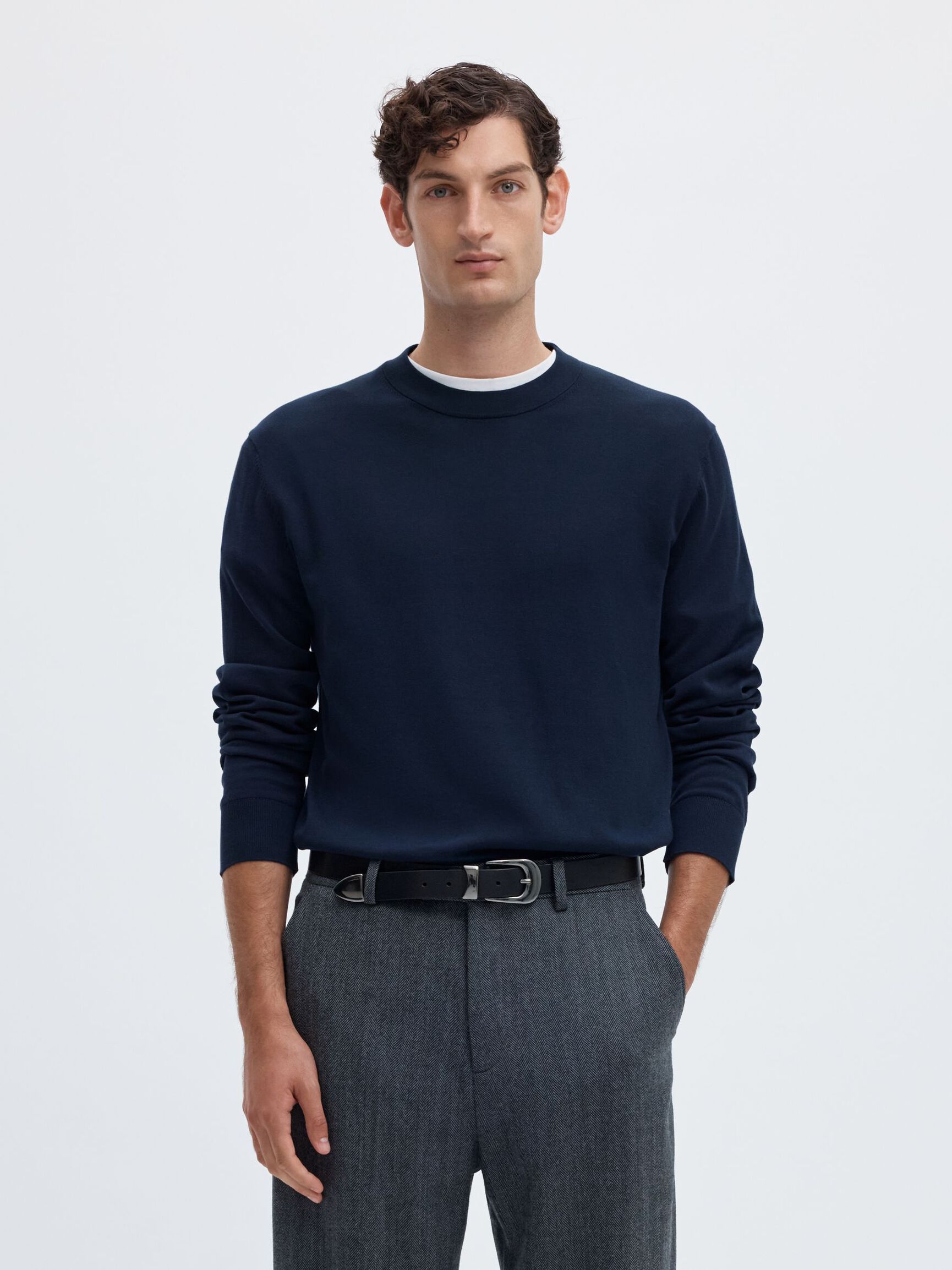 COTTON PULLOVER, Navy Blazer, highres