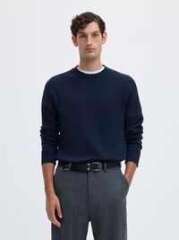 COTTON PULLOVER, Navy Blazer, highres