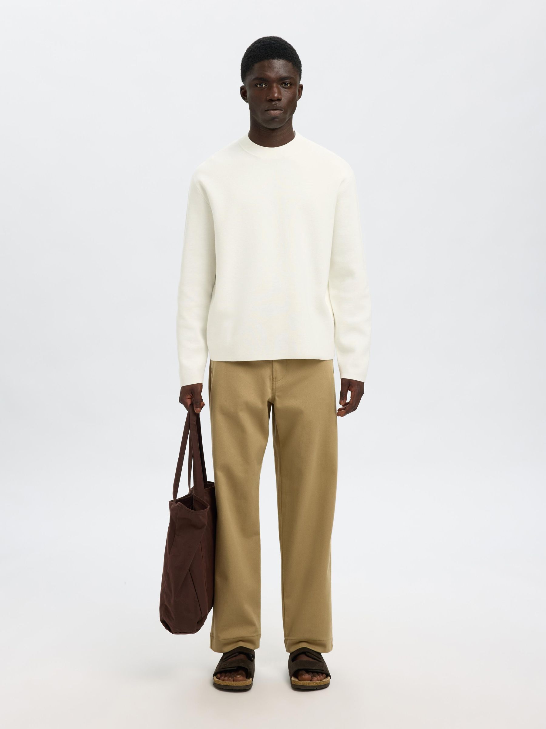 RELAXED FIT COTTON BLEND PULLOVER, Egret, highres