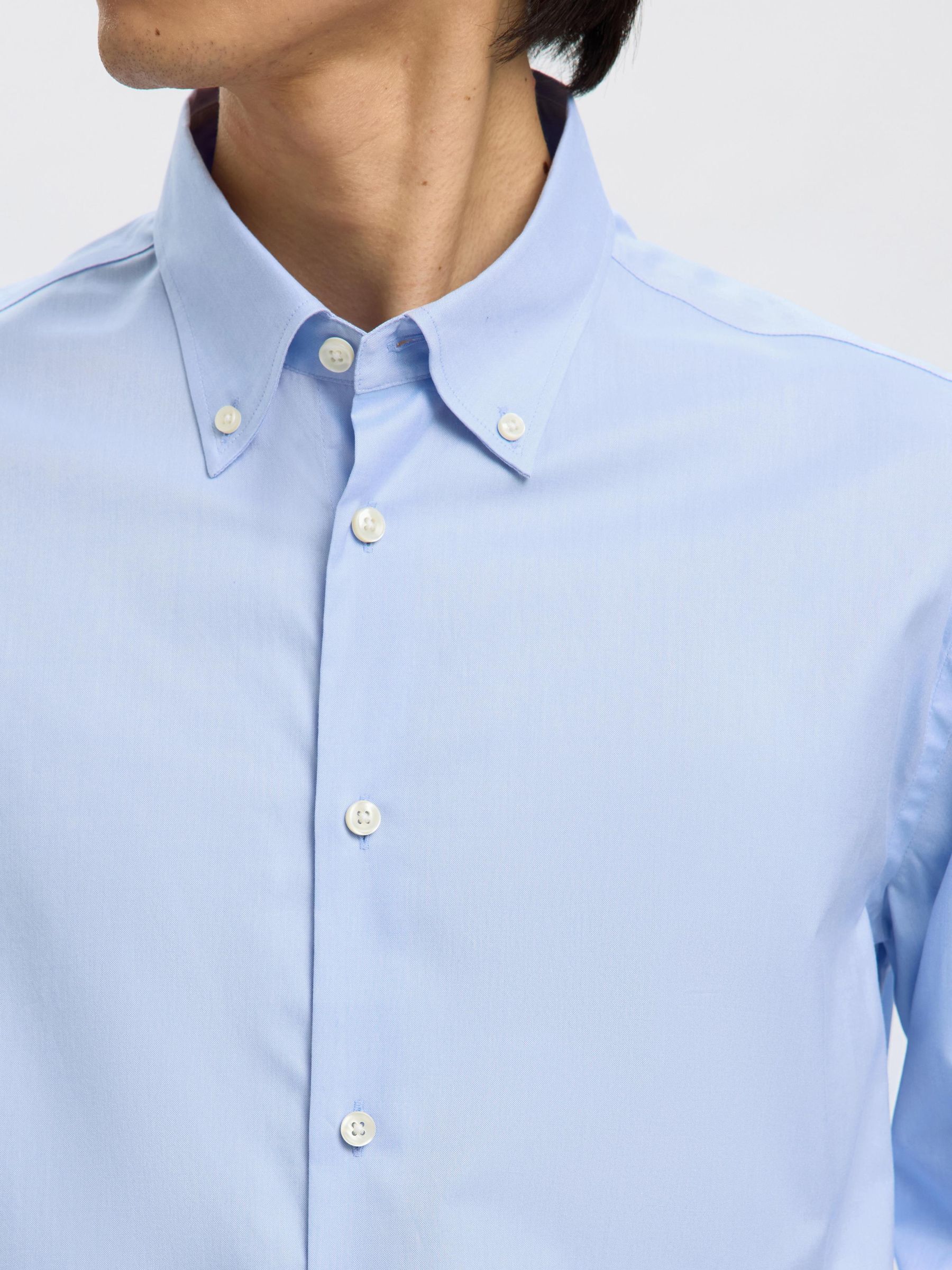 REGULAR FIT COTTON BUTTON-DOWN SHIRT, Light Blue, highres