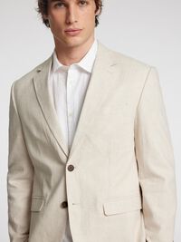 REGULAR FIT SINGLE-BREASTED BLAZER, Oatmeal, highres