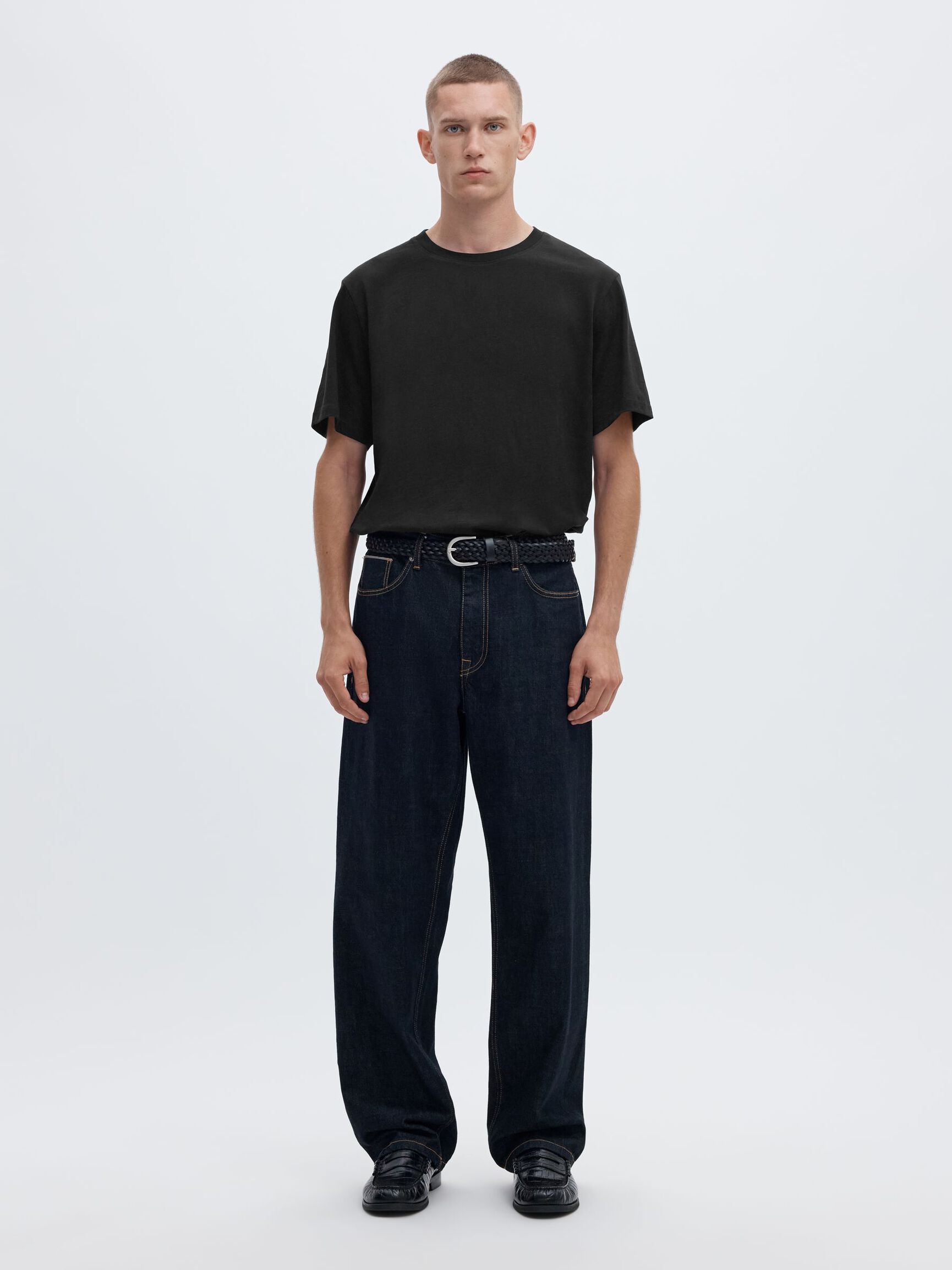 COTTON SLUB T-SHIRT, Black, highres