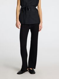 GEBREIDE HIGH-WAIST BROEK, Black, highres