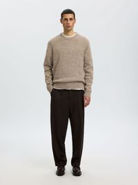 WOOL BLEND RELAXED FIT JUMPER, Oatmeal, highres