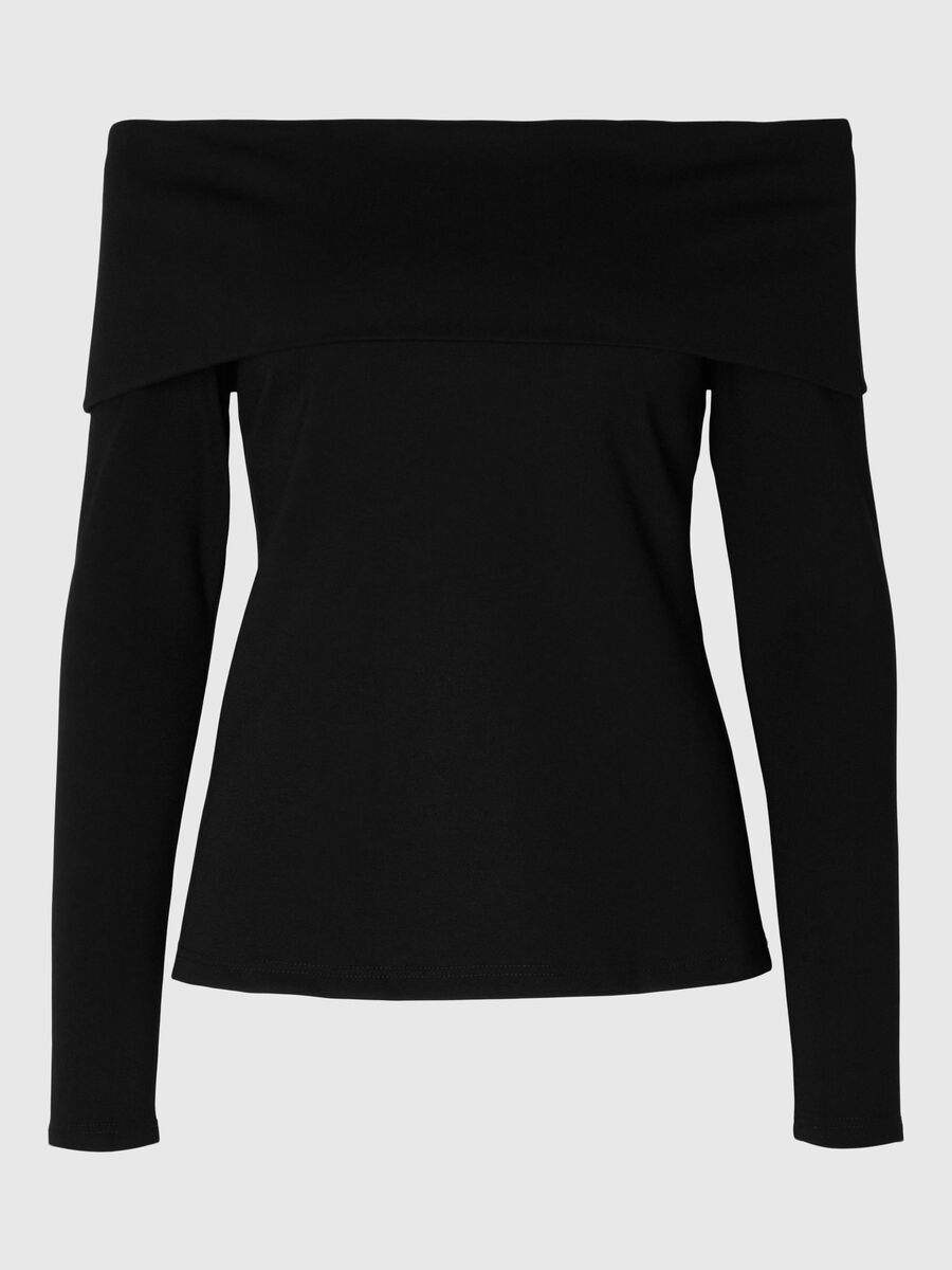 Selected VISCOSEMIX OFF-SHOULDER TOP, Black, highres - 16093031_Black_001.jpg