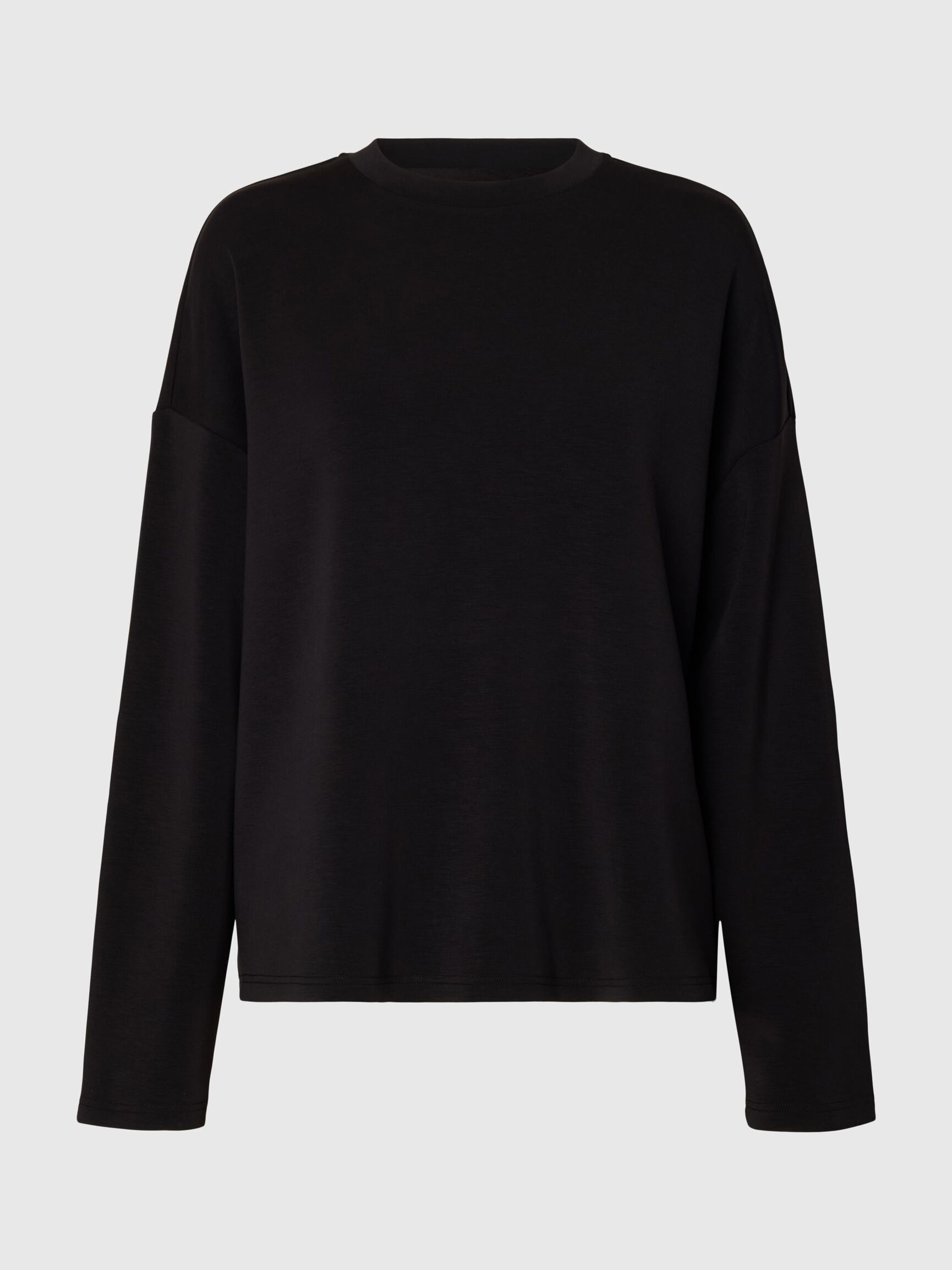 OVERSIZED LONG SLEEVED TOP, Black, highres