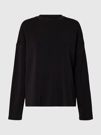 OVERSIZED LONG SLEEVED TOP, Black, highres