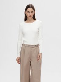 RIBBED LONG SLEEVED TOP, Snow White, highres
