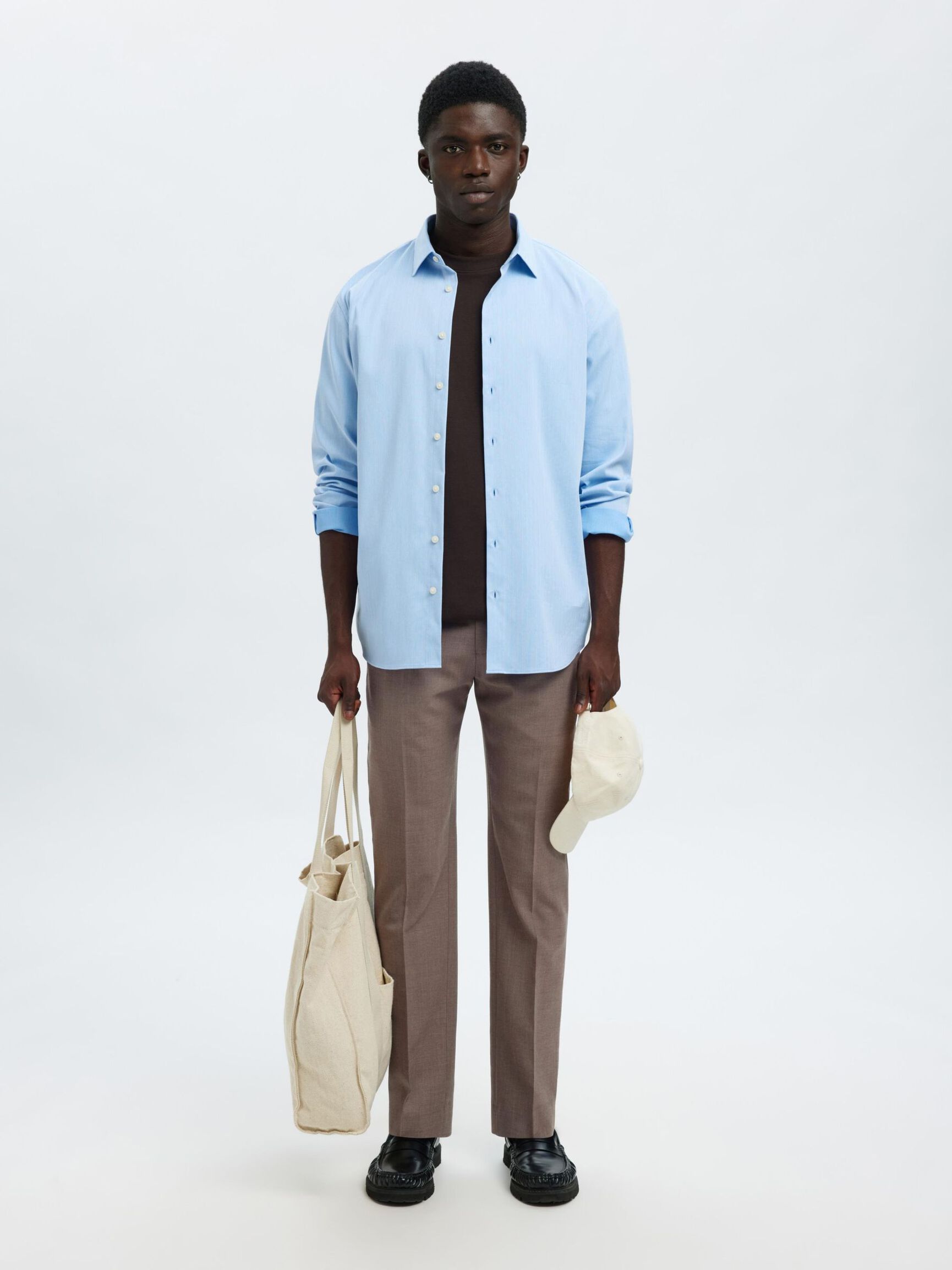 WOOL BLEND  SUIT TROUSERS, Morel, highres