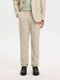LINEN BLEND SUIT TROUSERS, Oatmeal, highres
