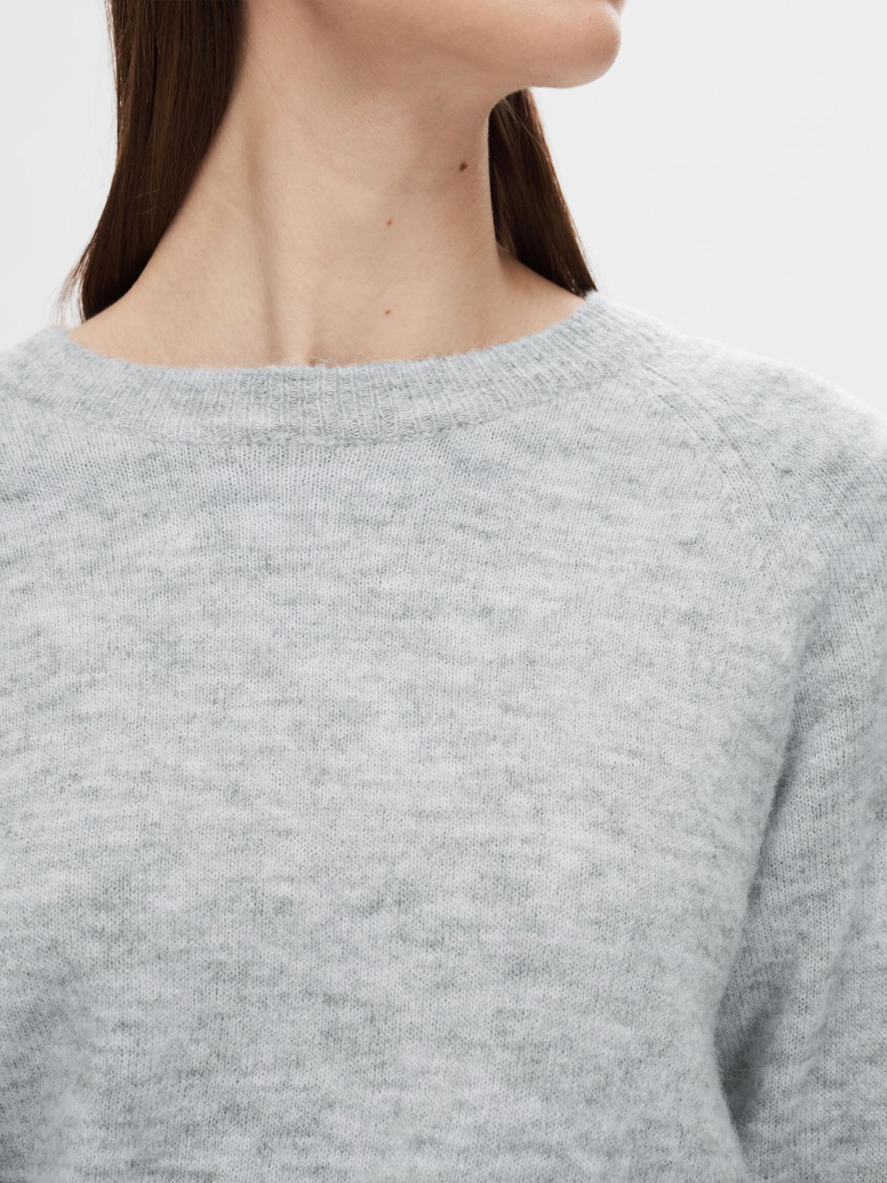 LANGÄRMELIGER STRICKPULLOVER, Light Grey Melange, highres