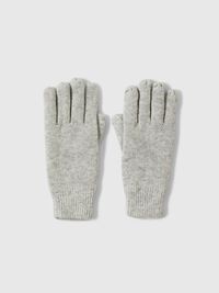 WOOL BLEND RIBBED GLOVES, Light Grey Melange, highres