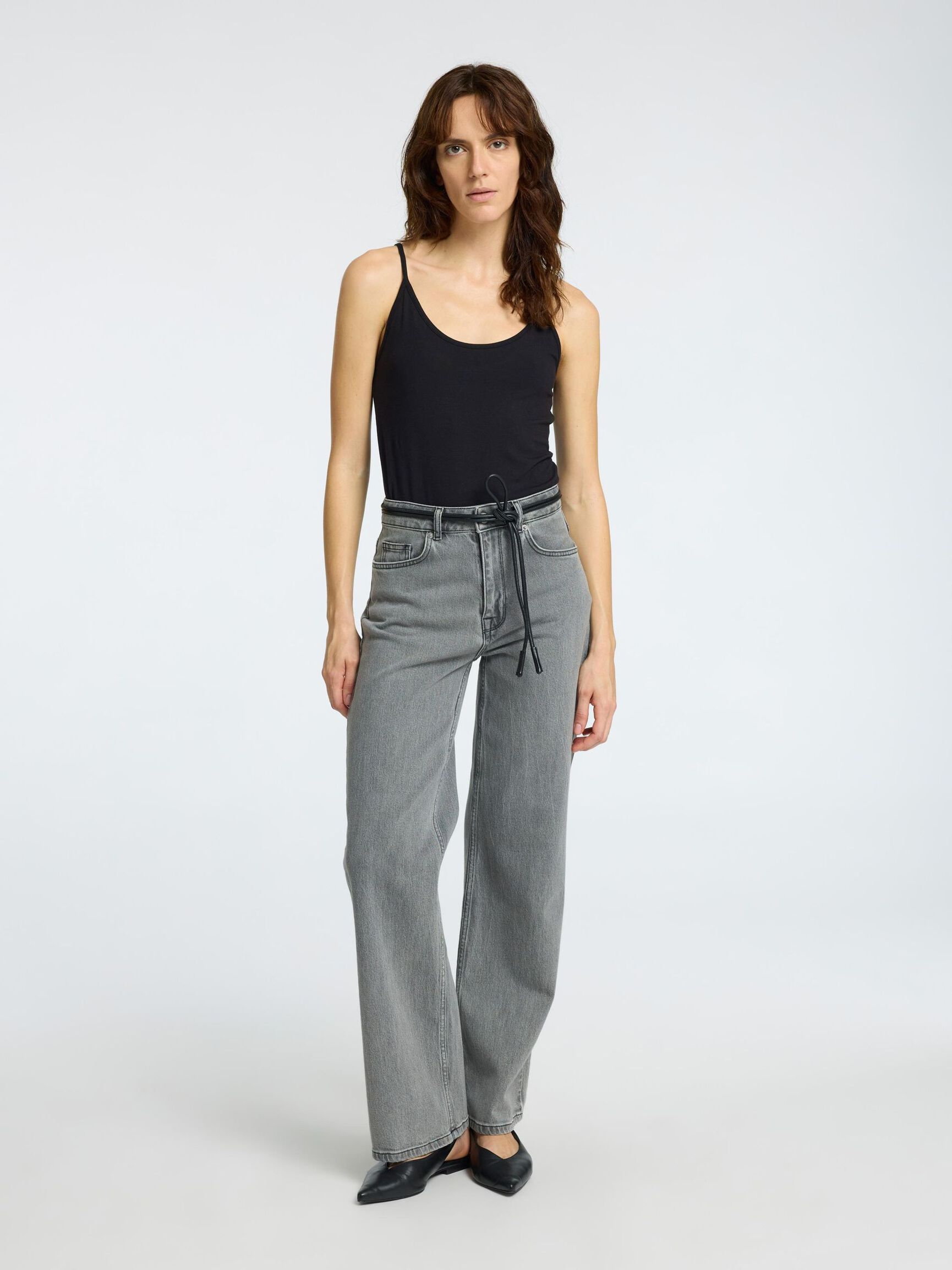 SLIM FIT TRÄGERTOP, Black, highres